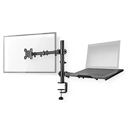 NEDIS Support de Moniteur de bureau 32’’+ Support ordinateur portable 17 pouces Rotation portrait-paysage à 360°