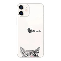 Coque iPhone 12 mini souple transparente Chat Miaou Motif Ecriture Tendance Evetane