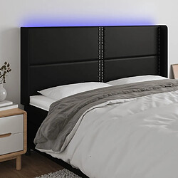 Maison Chic Tête de lit moderne à LED lumineuse pour chambre - Décoration de lit Noir 203x16x118/128 cm Similicuir -MN59431