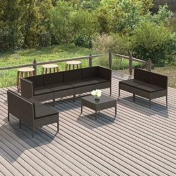 Maison Chic Salon de jardin 9 pcs + coussins - Mobilier/Meubles de jardin - Table et chaises d'extérieur Résine tressée Gris -MN70078