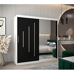 Abiks Meble Armoire YORK 2 À Portes Coulissantes 200/200/62 2 Portes (Blanc/Noir)