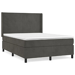 Maison Chic Lit Adulte - Lit simple Lit à sommier tapissier et matelas moelleux - Meuble de Chambre - Gris foncé 140x190cm Velours -MN49618