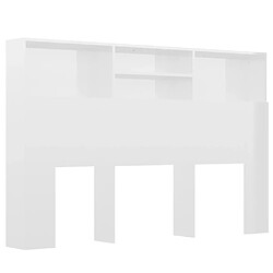 vidaXL Armoire de tête de lit Blanc brillant 160x19x103,5 cm