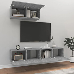 Avis Maison Chic Ensemble de meubles TV 3 pcs | Banc TV Moderne pour salon | Meuble de Rangement - Sonoma gris Bois d'ingénierie -MN91417