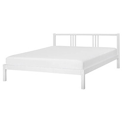 Beliani Lit double en bois blanc 160 x 200 cm VANNES