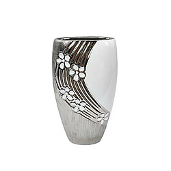 Vase Romimex Blanc Argenté Céramique 16 x 30 x 9 cm