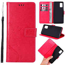 Etui en PU empreinte papillons flip avec support rouge pour votre Samsung Galaxy A41 (Global Version)