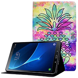 Etui en PU anti-chute avec support et porte-cartes pour votre Samsung Galaxy Tab A 10.1 (2016) T580/T585 - Ananas coloré