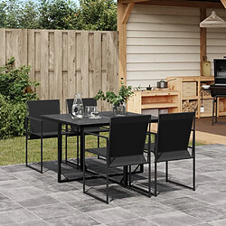 vidaXL Ensemble à manger de jardin 5 pcs noir textilène