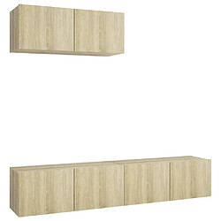 Maison Chic Meubles TV 3 pcs | Banc TV Moderne pour salon | Meuble de Rangement Chêne sonoma Aggloméré -MN35893