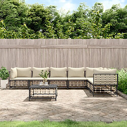 Maison Chic Salon de jardin 8 pcs + coussins - Mobilier/Meubles de jardin - Table et chaises d'extérieur anthracite résine tressée -MN67549