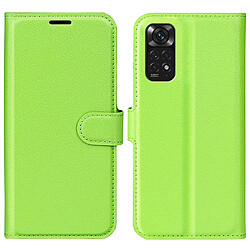 Etui en PU texture litchi, fermeture aimantée avec support vert pour votre Xiaomi Redmi Note 11 4G (Qualcomm)/Redmi Note 11S 4G