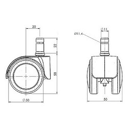 Avis 5 roulettes design 11mm / 50 mm, roulettes sols durs pour siège de bureau, chromé hjh OFFICE