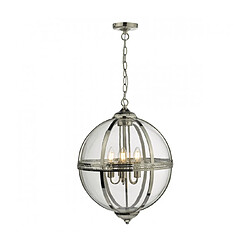 Luminaire Center Suspension Vanessa Nickel poli,verre 5 ampoules 55cm