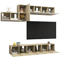 Avis Maison Chic Ensemble de meubles TV 7 pcs | Banc TV Moderne pour salon | Meuble de Rangement - Chêne sonoma Aggloméré -MN75472