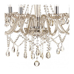 Luminaire Center Suspension Raphael verre champagne et chrome poli 8 ampoules pas cher