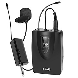 LinQ Microphone sans fil Lavalier Pince à Clip avec Émetteur VHF Portée 30m Noir