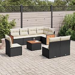 Maison Chic Salon de jardin 9 pcs avec coussins | Ensemble de Table et chaises | Mobilier d'Extérieur noir résine tressée -GKD12524