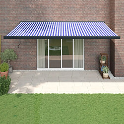 vidaXL Auvent rétractable bleu et blanc 5x3 m tissu et aluminium