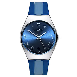 Universal Montre antihoraire Montre à quartz pour hommes et femmes Design résistant à l'échelle Bracelet en silicone Simple Couple Watch | Montre numérique (bleu) pas cher