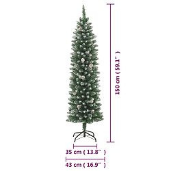 vidaXL Sapin de Noël artificiel mince avec support 150 cm PVC pas cher