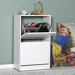 Acheter Pegane Armoire à chaussures, meuble à chaussures avec 2 portes abattantes coloris blanc - longueur 51 x profondeur 26 x hauteur 84 cm