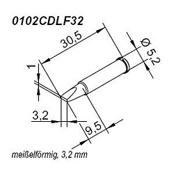 Panne série 102 en forme de burin largeur 32 mm 0102 CDLF32/SB ERSA