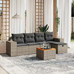 Maison Chic Ensemble Tables et chaises d'extérieur 6pcs avec coussins,Salon de jardin gris résine tressée -GKD590425