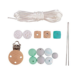 Rayher Kit DIY - Attache-tétine en bois et en perles de silicone Vert menthe