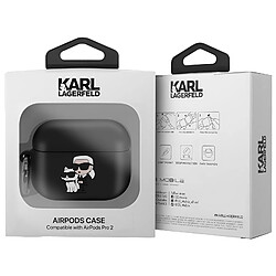 Karl Lagerfeld Coque pour AirPods Pro 2 Antichoc Souple avec Anneau Noir