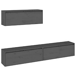 vidaXL Meubles TV 3 pcs Gris Bois massif de pin