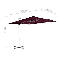 vidaXL Parasol de jardin en porte-à-faux mât en acier rouge bordeaux pas cher