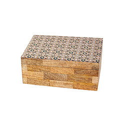 Boîte Décorative Romimex Marron Beige Résine Bois MDF 18 x 8 x 13 cm