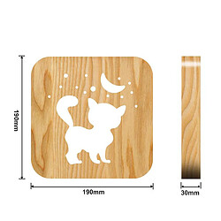 Nouveauté Veilleuse En Bois USB 3D Découpé Chat Forme Lampe de Table Lit Chambre Décor Anniversaire Cadeaux de Noël Jouets pour Enfant Adultes pas cher