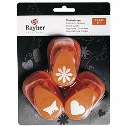 Rayher 69105000 Perforatrice Motif€¯: Coe“ur fleur papillon plastique/métal orange 2 x 1.52 x 0.52 cm