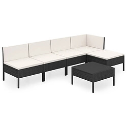 Maison Chic Salon de jardin 6 pcs + coussins - Mobilier/Meubles de jardin - Table et chaises d'extérieur Résine tressée Noir -MN34539