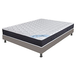 Ebac Matelas et sommier 160x200 Ressorts - Rubis - Soutien très ferme - Simili taupe