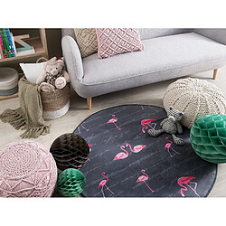 Avis Beliani Tapis gris rond avec flamant rose KERTE