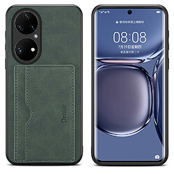 Coque en TPU + PU avec porte-carte et béquille vert pour votre Huawei P50 Pro