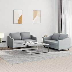 Maison Chic Ensemble de canapés 2 pcs avec coussins, Canapé droit Sofa pour Salon Gris clair Tissu -GKD514469