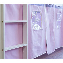 Avis Decoshop26 Lit mezzanine 90x200cm avec échelle toboggan en bois blanc et toile rose LIT06116