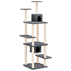 Arbre à chat avec griffoirs,niche pour chat en sisal Gris foncé 176 cm -MN53578