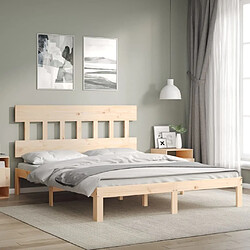 Maison Chic Cadre/structure de lit avec tête de lit pour adulte - Lit Moderne Chambre King Size bois massif -MN24061