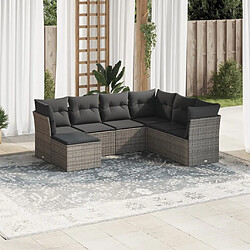 Maison Chic Salon de jardin avec coussins 7 pcs | Ensemble de Table et chaises | Mobilier d'Extérieur gris résine tressée -GKD91486