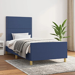 Maison Chic Lit adulte - Cadre Structure de lit avec tête de lit Contemporain Bleu 100 x 200 cm Tissu -MN99959