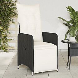 vidaXL Chaises inclinables de jardin lot de 2 et coussins noir rotin