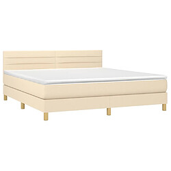 Avis Maison Chic Lit adulte- Lit + matelas,Sommier à lattes de lit avec matelas LED Crème 160x200 cm Tissu -GKD59495