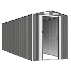 Helloshop26 Abri de jardin cabane cabanon maison de stockage remise extérieur hangar outils robuste clair 192 x 606 x 223 cm acier galvanisé gris 02_0022260