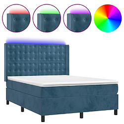 vidaXL Sommier à lattes de lit matelas et LED Bleu foncé 140x200 cm