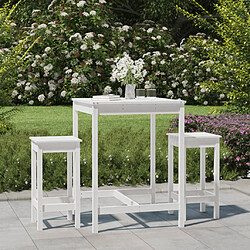 vidaXL Ensemble de bar de jardin 3 pcs blanc bois de pin massif